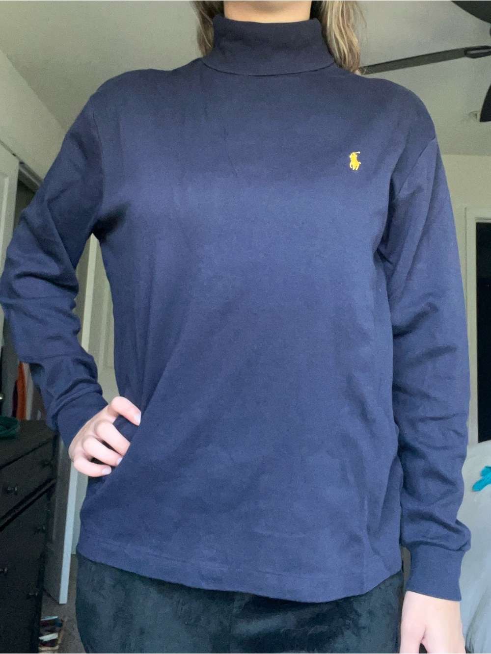 Polo by Ralph Lauren Navy Turtleneck Sweater with Yellow Pony